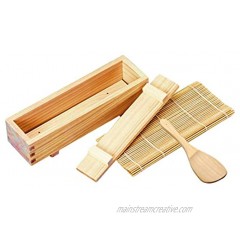 EDOYA Rolling Sushi Making Kit Japanese Cypress Mold and Rice Scoop Bamboo Sushi Rolling Mat Made in Japan