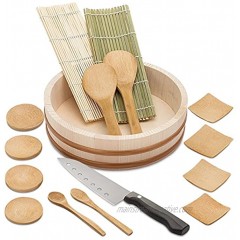 Elvoki Bamboo Sushi Making Kit 15 Piece Sushi Accessory Pack Plus Sushi Knife.
