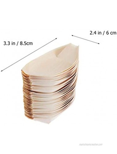 HEMOTON Bamboo Wooden Boat Disposable Wood Boat Plates Dishes Sushi Boat Sushi Serving Tray Bamboo Leaf Boat Food Container Wood Bowl for Catering and Home Use 100pcs