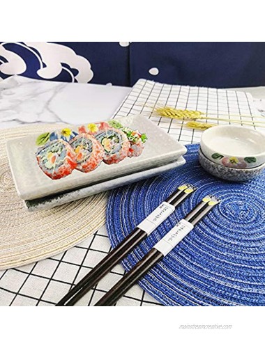Japanese Style Sushi Plate Set For Two Consisting Pairs of Sushi Plates Sauce Bowls and Chopsticks Great Housewarming Gift For Sushi Enthusiasts Turquoise