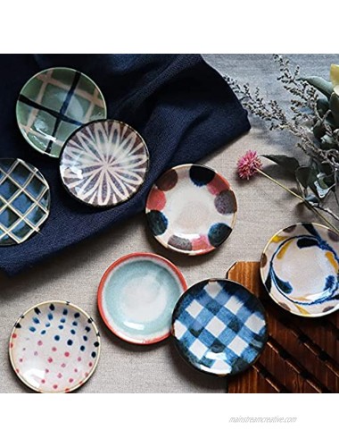 KIKYOUYA Set Of 9 Ceramic Appetizer Plates Retro Lovely Plates Sushi Japanese Plates Dishes Dessert Tableware with Gift Box Packaging For Home Family Dinner Celebration