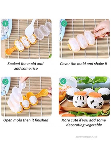 Sushi Maker Tool Set,Sushi Shake Rice Ball Mold Mould Ball Shaped Kitchen Tools Shakers Food Decor for Kids,Rice Ball Molds DIY Bento Box Accessories,Sushi Making Kit white