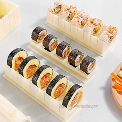 Sushi Making Kit-10 Piece Plastic Sushi Maker Tool，Complete Sushi Set with 8 Shapes of Sushi Rice Roll Mold Shapes Fork Spatula DIY Home Sushi Tools