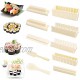 Sushi Making Kit Deluxe Edition -Complete Sushi Set 10 Pieces Plastic Sushi Making Kit for Beginners with 8 Sushi Rice Roll Mold Shapes Fork Spatula DIY Home Sushi Tool Off-white