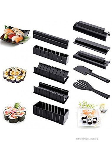 Sushi Making Kit for Beginners-10 Pieces Plastic Sushi Maker Tool Complete with 8 Sushi Rice Roll Mold Shapes and 2 Fork Spatula DIY Home Sushi Tool for Maker Rolls Sushi Rolls