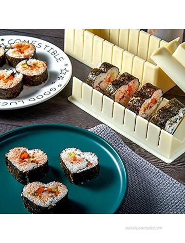 Sushi Making Kit LEMESO 10 Pcs Deluxe Edition of Sushi Maker Tool Set 8 Kinds of Sushi Rice Roll Making Mold Shapes DIY Sushi Dinnerware Tools