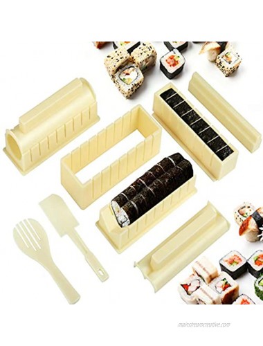 Sushi Making Kit LEMESO 10 Pcs Deluxe Edition of Sushi Maker Tool Set 8 Kinds of Sushi Rice Roll Making Mold Shapes DIY Sushi Dinnerware Tools