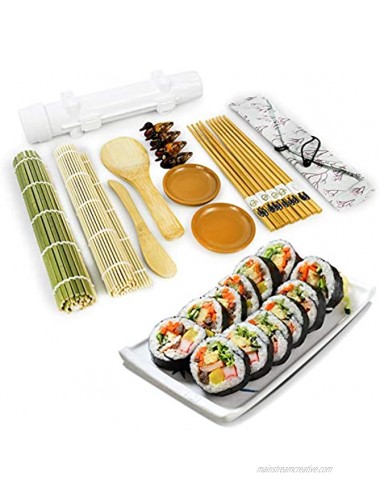 Sushi Making Kit Sushi Kit All in One Sushi Bazooka Maker Kit with Sushi Roller Bamboo sushi mat Rice Paddle Spreader Sauce Dishes Chopsticks