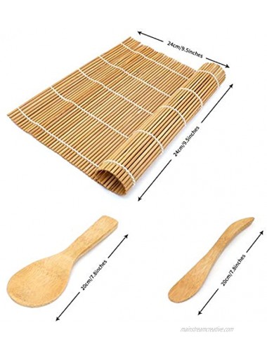 Sushi Making Kit with 2 Rolling Mat Pads Rice Paddle Knife Spreader & 5 Pairs of Chopsticks Easy DIY Bamboo Sushi Maker Roller to Roll Sushi with or without Nori Sheets by Moon Mystique Home Decor