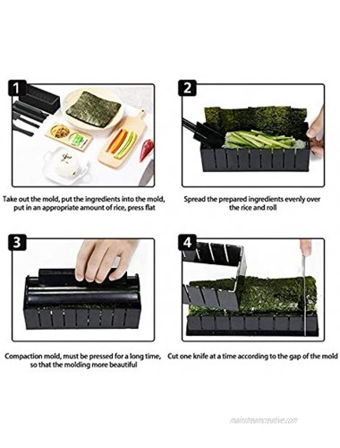 Sushi Making Kit YiiMO 12pcs Sushi Maker Fun Sushi Rice Roll DIY Tool Set for Beginners Easy to Clean Premium Plastic Plates Moulds Chopsticks Spatula for Home Kids Party