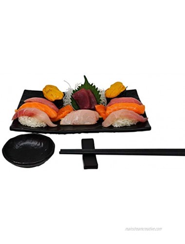 Sushi Unlimited Sushi Set for Two: Sushi Plates Soy Sauce Bowls Chopsticks Includes Chopstick Holders!