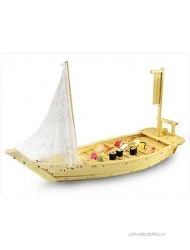 THY COLLECTIBLES Wooden Japanese Sashimi Sushi Boat Plate Serving Tray With Fishing Net 32 80cm
