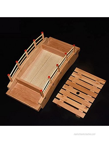 WINIAER Wooden Arch Bridge Sushi Boat Serving Tray Sushi Bridge Serving Plate Sushi Tray Serving Boat Plate Food Platter for Restaurant or Home 43 x 22 x 13cm 16.9 x 8.6 x 5.1inch