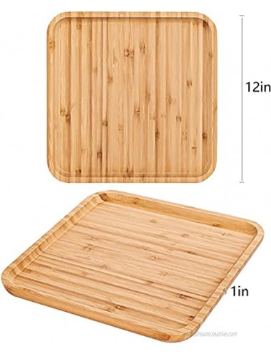 2-Pack Bamboo Plates ,12 Inches Cheese Plates Coffee Tea Serving Tray Fruit platters Party Dinner Plates Sour Candy Tray