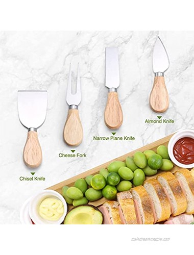 Cheese Board and Knife Set Charcuterie Board Set Cheese Plates with Slide-out Drawer Serving Tray for Cheese Meat Housewarming Christmas Wedding