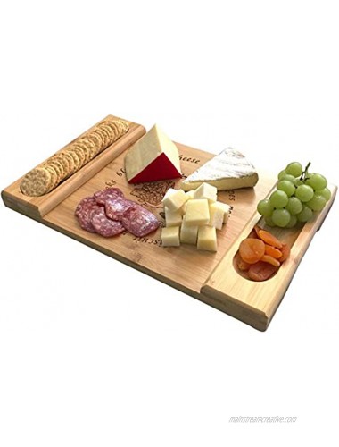 Cheese Board | Charcuterie Board | Wine Board | Organic Bamboo Wood Charcuterie Platter Serving Board Cheese Tray | Perfect for Birthday Housewarming and Wedding Gifts | Cheese Platter