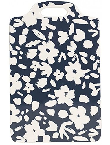 Floral Pattern Navy Blue 10 x 6.5 Ceramic Stoneware Cheese Cutting Board