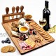 Home & Stuff Cheese Board and Knife Set Bamboo Charcuterie Platter for Wine Cheese Meat Serving Tray Unique Gift for Birthday Wedding Housewarming Mother Anniversary