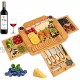 InnoStrive Cheese Board 16 x 13 x 2 Inch Wood Charcuterie Platter With Cutlery 3 Slide-Out Drawer For Wine Cheese Meat