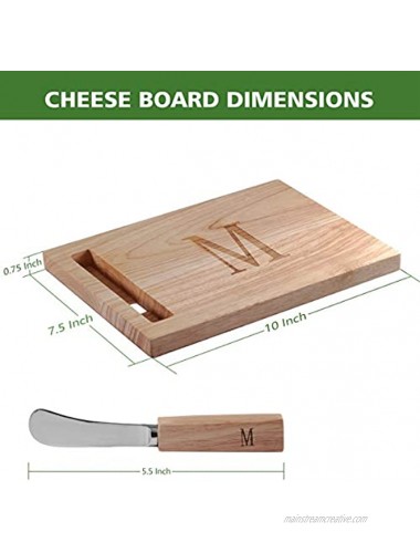 Monogram Oak Wood Cheese Board With Spreader M-Initial M