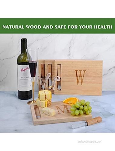 Monogram Oak Wood Cheese Board With Spreader M-Initial M