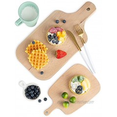 NUPTIO Set of 2 Cheese Boards Reversible Breakfast Bread Board Wooden Charcuterie Platter Home Kitchen Food Serving Tray for Wine Appetizers Fruit Meat for Family and Friend