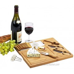 Picnic at Ascot Original Bamboo Cheese Board Charcuterie Serving Platter Tray with Dish Cheese Knife Set & Cheese Markers -Designed & Quality Checked in the USA