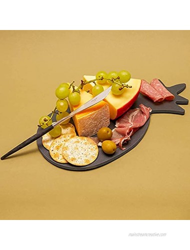 Slate Cheese Board Plate Pineapple Design 6 x 12 Inches Black