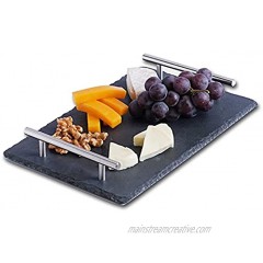 Slate Cheese Board Serving Board with Handles for Cheese Meats & Sushi Small Cheese Board 11.5 inches by 8 inches Slate Tile Cheese Plates for Parties and Serving Boards for any Kind of Events