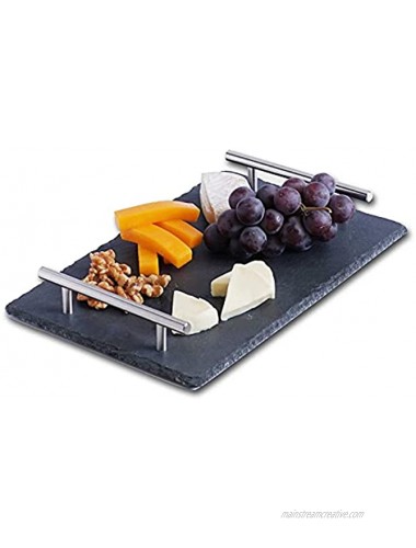 Slate Cheese Board Serving Board with Handles for Cheese Meats & Sushi Small Cheese Board 11.5 inches by 8 inches Slate Tile Cheese Plates for Parties and Serving Boards for any Kind of Events