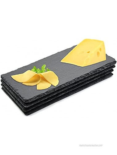 Slate Plates 10x5 In（25x12cm）6pc Natural Stone Rock Black Cutting Board Cheese Board,Charcuterie Boards for Cheese,Sushi mat,Pastry,bread,Snack board and Meat Set Plates ,Board Set of 6Pcs