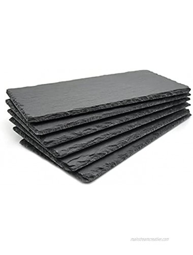 Slate Plates 10x5 In（25x12cm）6pc Natural Stone Rock Black Cutting Board Cheese Board,Charcuterie Boards for Cheese,Sushi mat,Pastry,bread,Snack board and Meat Set Plates ,Board Set of 6Pcs