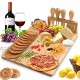 TWGDH Bamboo Cheese Board Set Including 4 Stainless Cutlery Set Charcuterie Board And Serving Tray For Entertaining Or Gift Rectangle Version