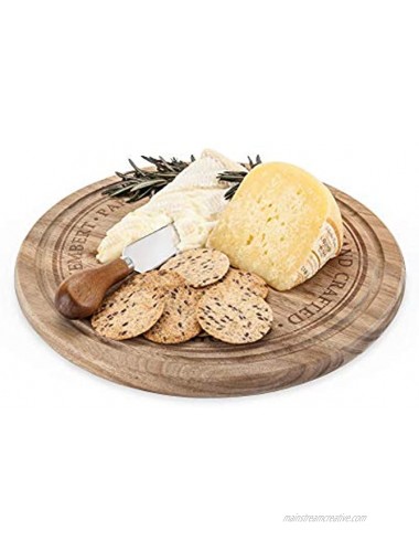 Twine Round Cheese Board and Knife Set Serveware Accessories for Appetizers and Charcuterie 11 Inch Diameter