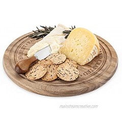 Twine Round Cheese Board and Knife Set Serveware Accessories for Appetizers and Charcuterie 11 Inch Diameter