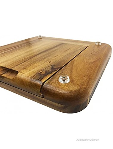 URBAN VII Cheese Board and Knife Set 13 x 13 x 1.5 100% Natural Acacia Wood Charcuterie Board Set with 2 Ceramic Bowls 4 Cheese Knives Cheese Labels Birthday Wedding or Housewarming Gift