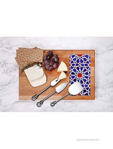 Wooden Cheese and Charcuterie Board with 3 Piece Stainless Steel Knife Set | Serving Board | Cheese Serving Platter | Gift Set
