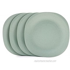 4Pack Thick Wheat Straw Dessert Plate 7.3in Square Appetizer Plates Salad Plate Small Dinner Plate Snack Plate Dessert Dish Serving Plate for Cake Fruit Cookie Candy Nuts Green