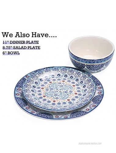 Bico Blue Talavera Salad Plates Set of 4 Ceramic 8.75 inch Microwave & Dishwasher Safe