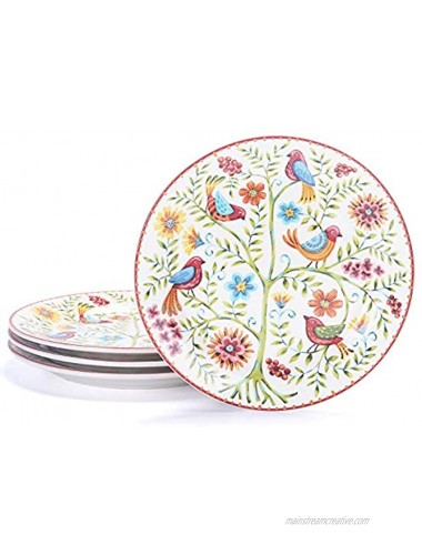 Bico Red Spring Bird Salad Plates Set of 4 Ceramic 8.75 inch Microwave & Dishwasher Safe