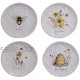 Certified International Bee Sweet 8.5" Salad Dessert Plates Set of 4 Assorted Designs Multi Colored