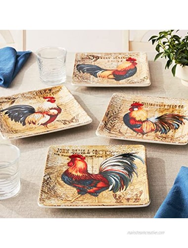 Certified International Gilded Rooster Dinnerware Tabletop set of 4,One Size Multicolor