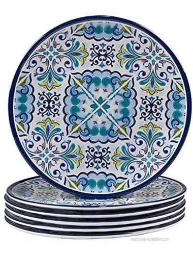 Certified International Mosaic Melamine 9 Salad Dessert Plates Set of 6 Multicolor