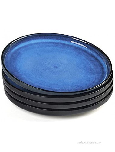 DANMERS Salad Dessert Round Plates,Porcelain 8 Inch Plate for Snack Pasta Bread,Set of 4,Blue