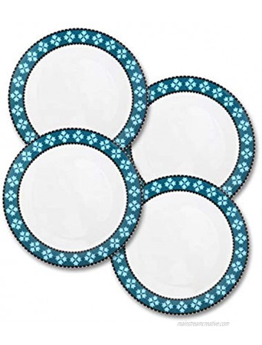 FIGULARK Dinnerware Sets for 4 Ceramics Plates 4-Piece,Teal Kitchen Dish Set 10.5 ,Chip-resistant Plates for Microwave Oven and Dishwasher