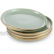 KeyChefLAB 10-Inch Porcelain Dinner Plates Set White Emerald Green Round Serving Plates Dishwasher Safe for Steak Pasta Salad Dessert Emerald Green Set of 4