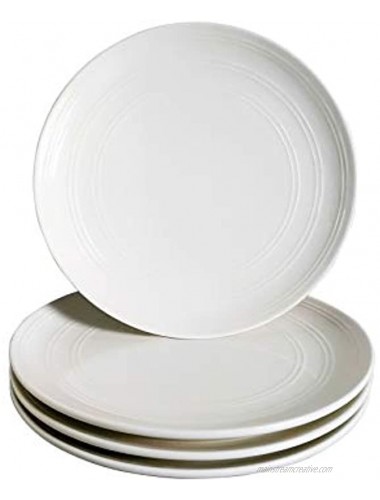 Kota Japan Tableware Elegant 10 Inch Premium Embossed Fine China Porcelain Ceramic Plate or Dish for Every Meal Steaks Salad Pasta or Cakes. Quality 4 Piece Set for Breakfast Lunch and Dinner!