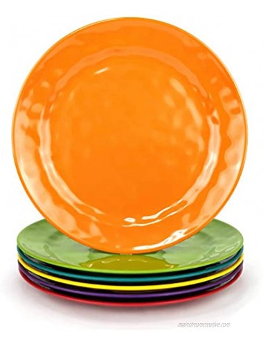 Melamine Plates Set of 6 8-inch 100% Melamine Salad Plates for Everyday Use Break-resistant and Lightweight Multicolor