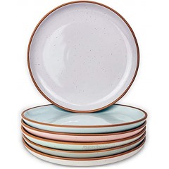 Mora Ceramic Plates Set 7.8 in Set of 6 The Dessert Salad Appetizer Small Dinner etc Plate. Microwave Oven and Dishwasher Safe Scratch Resistant. Kitchen Porcelain Dish Assorted Colors