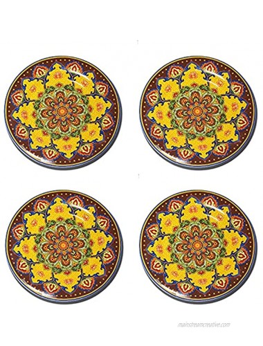 Salad Plates Set of 4 Ranmeli Vintage Golden Luncheon Dinner Plates Yellow 8.8 Advanced Ceramic Plates for Appetizer Fruit Pasta Pancake and More,